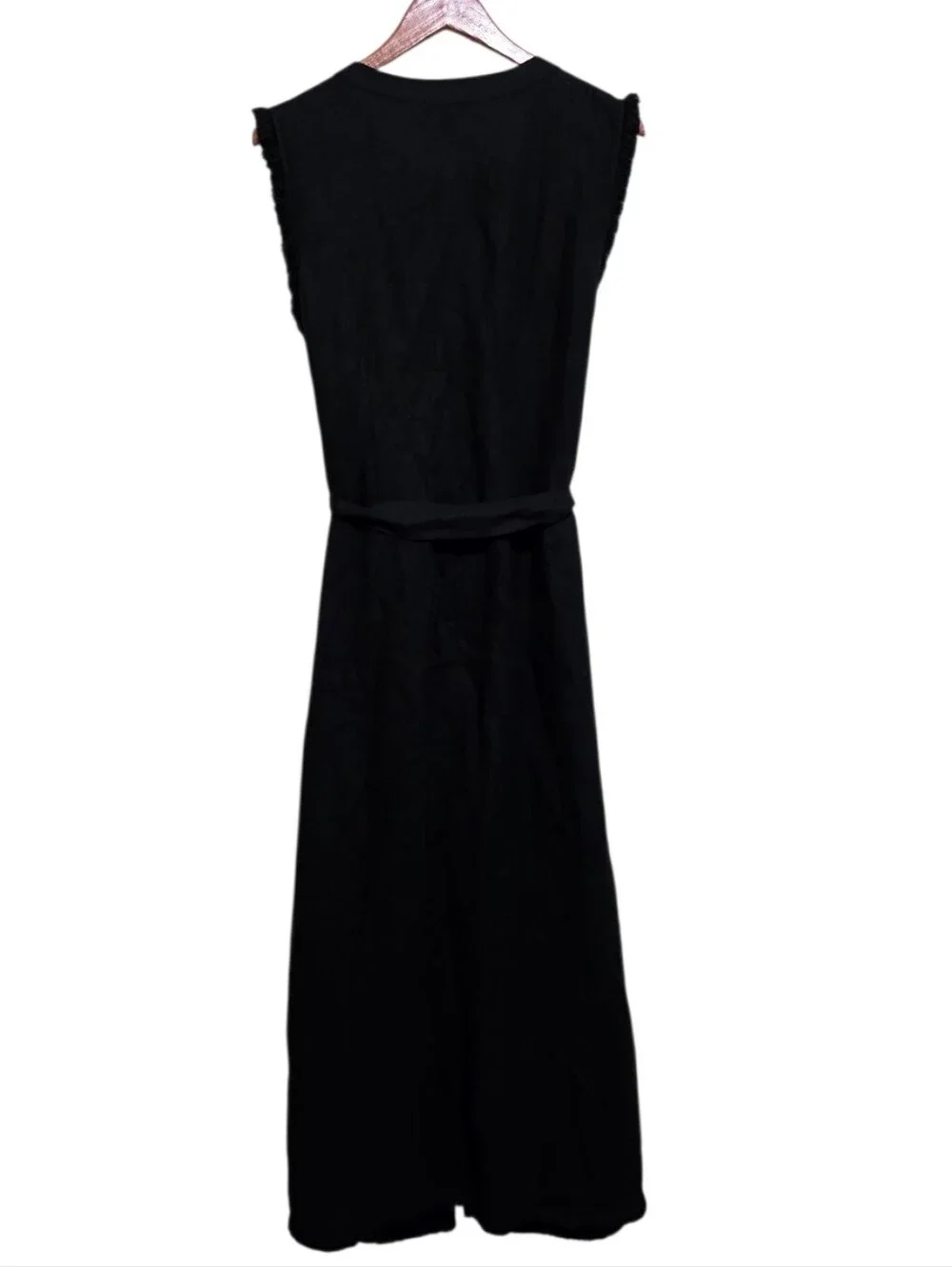 J. Crew Raw Hem Maxi Linen Shirt Dress in Black Size XL
